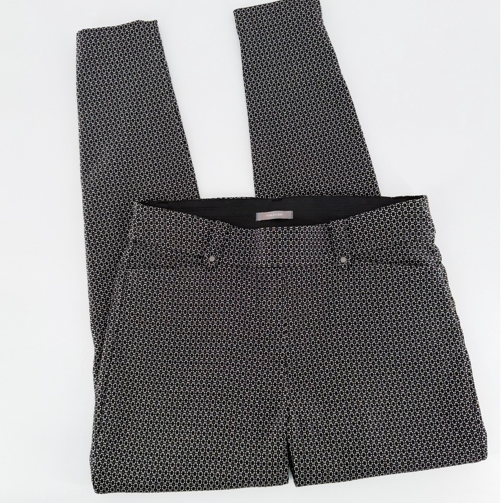 MAURICES Black White Geometric Print Pull On Skinny Pants Career Trousers Medium